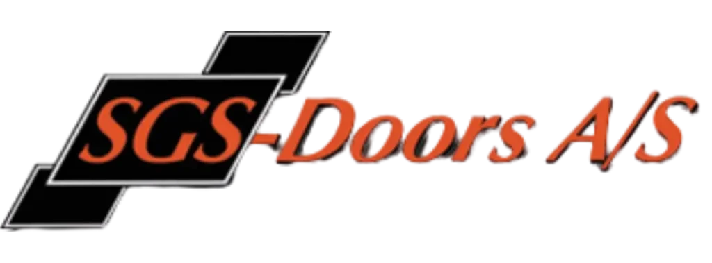 Logo af SGS-Døre ApS med moderne design og branding.