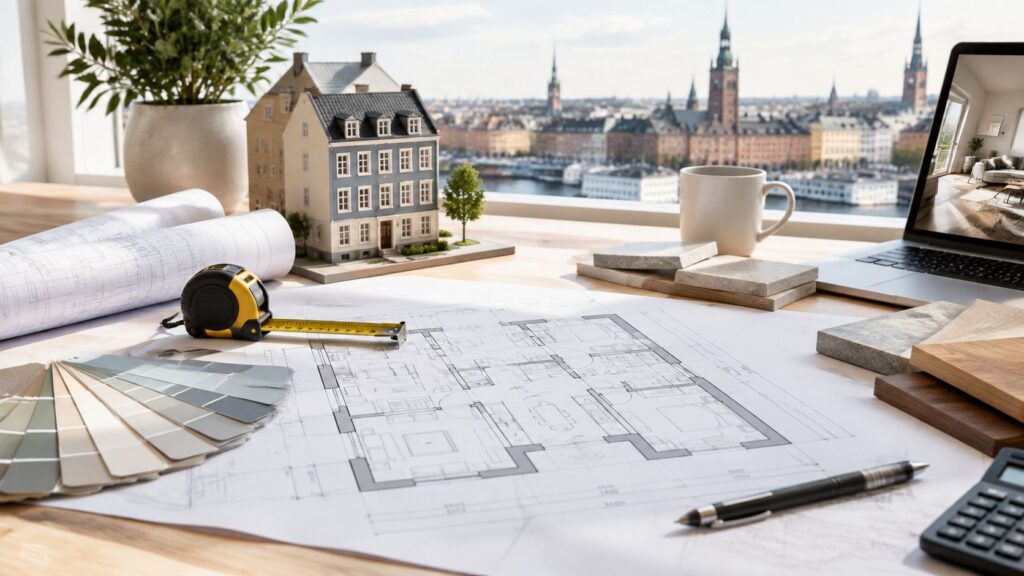 Arkitekttegninger og byggeplaner for nye boliger.
